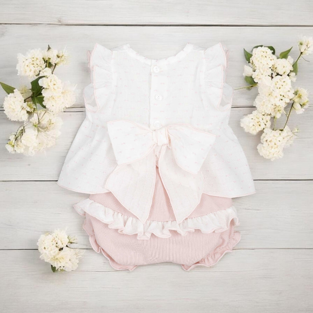 Calamaro Cream & Pink Top & Bloomers Back