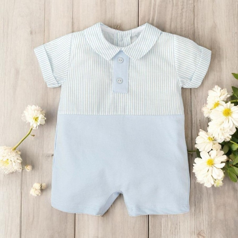 Babidu Blue & White Stripe Romper