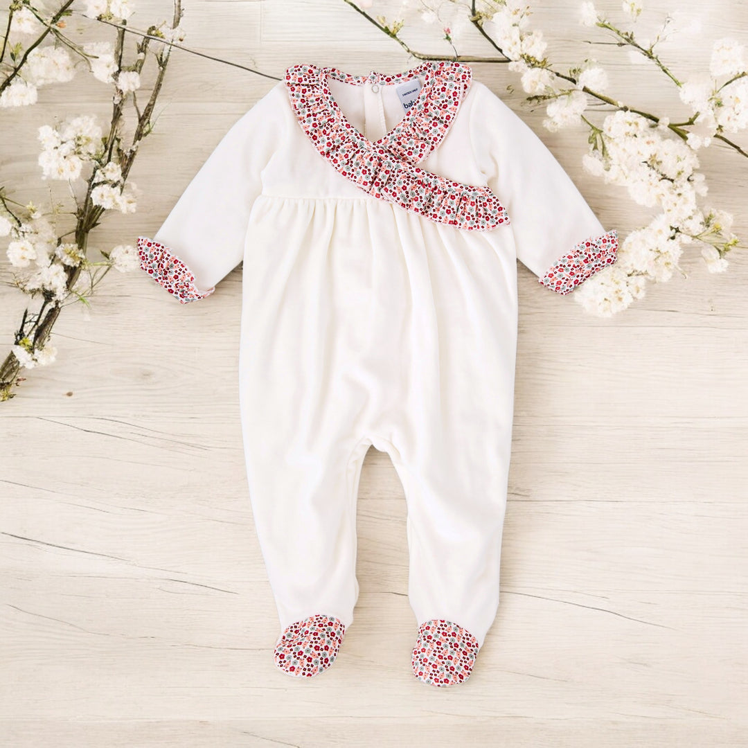 Babidu Ivory & floral Sleepsuit