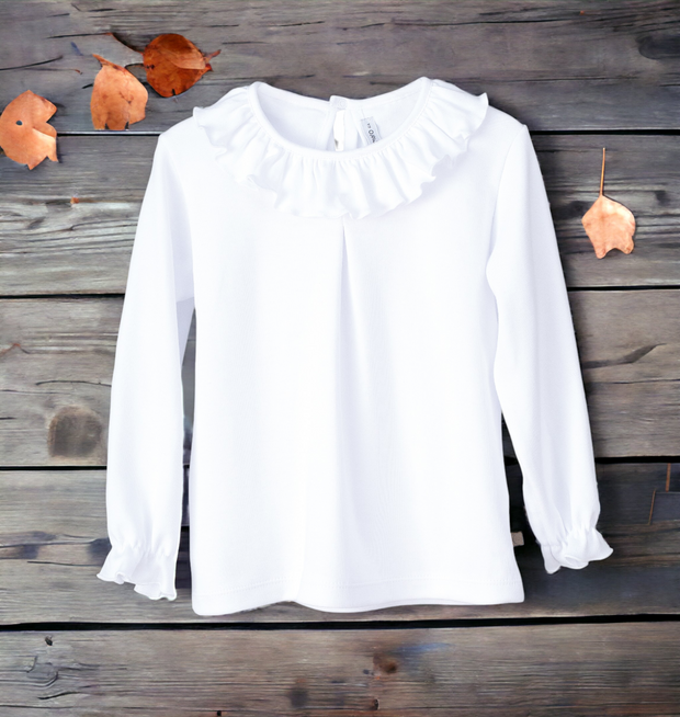 White Ruffle Collar Top