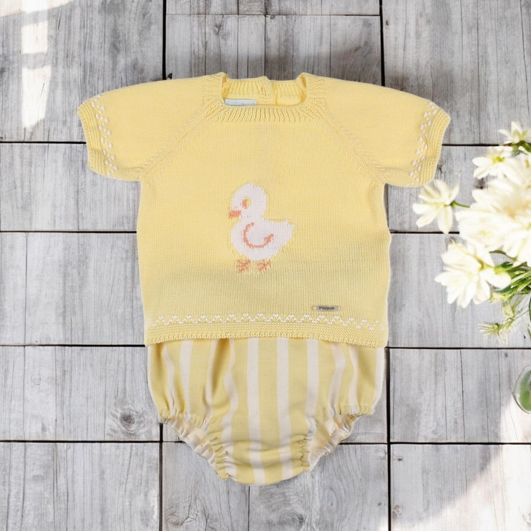 Foque Yellow Knitted Duck Top & Bloomers