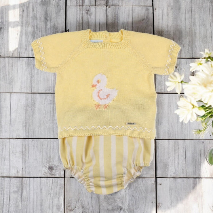 Foque Yellow Knitted Duck Top & Bloomers