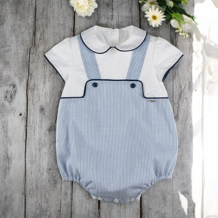 Foque Blue & White Pin Stripe Romper