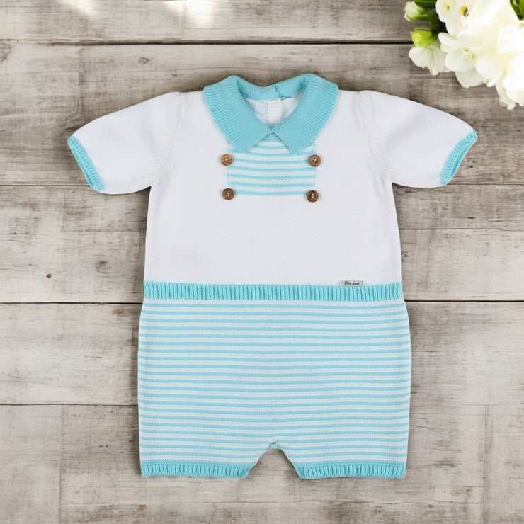 Foque Turquiose & White Knitted Romper