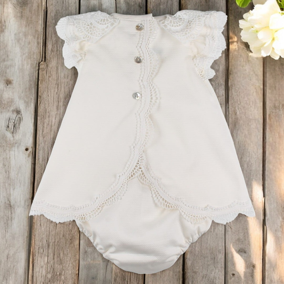 Foque Classic Cream Dress & Bloomers Back