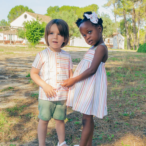 Stripe Shirt & Green Shorts