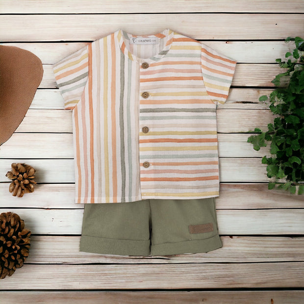 Stripe Shirt & Green Shorts