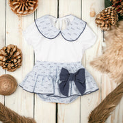 White Top & Blue Marine Bloomers