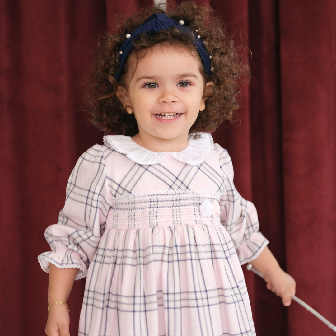 Deolinda Baby Pink Tartan Dress Bows Baby Boutique