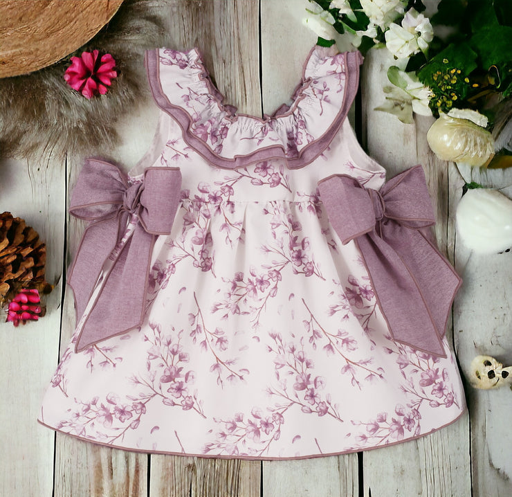 Ivory & Purple Floral Dress Front
