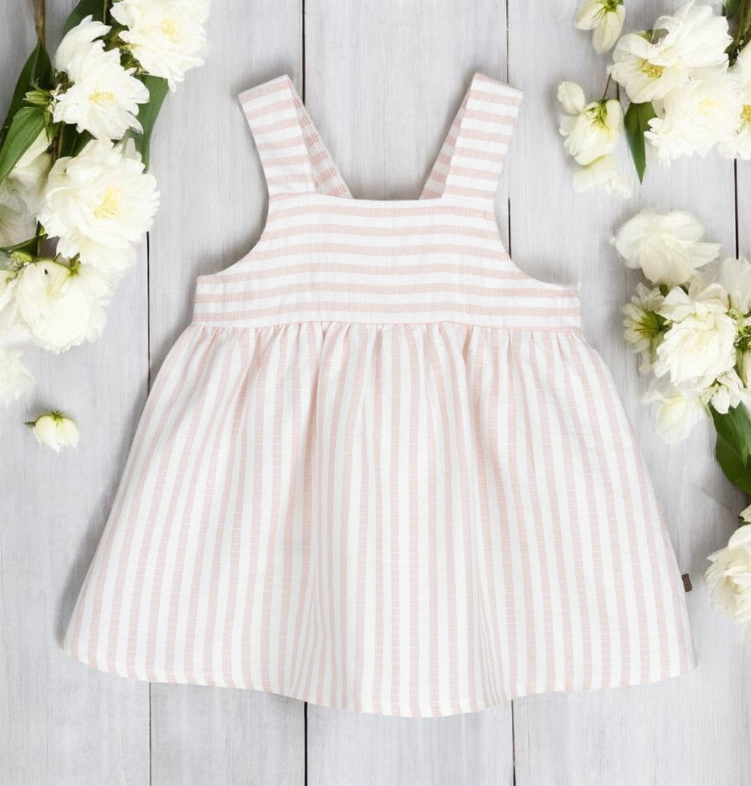 Calamaro Peachy Pink & White Stripe Dress