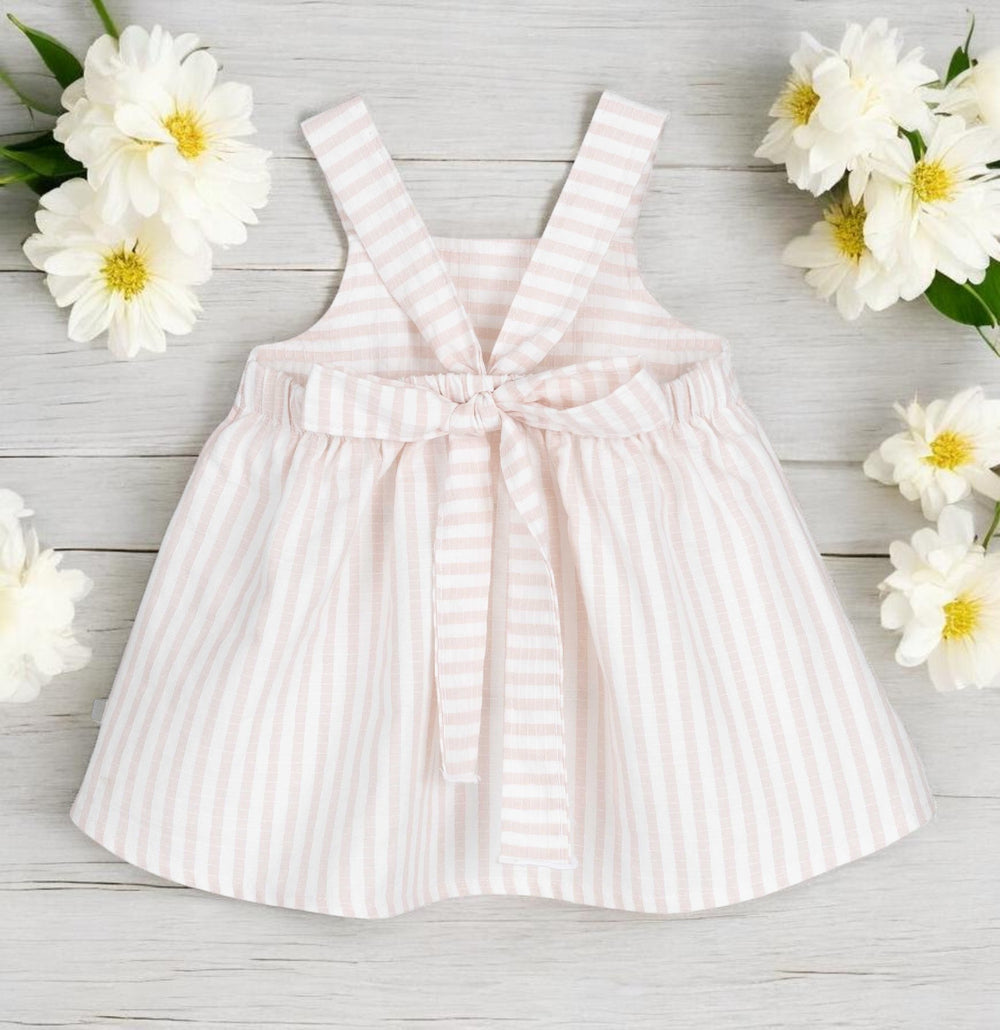 CalamaroPeachy Pink & White Stripe Dress Back