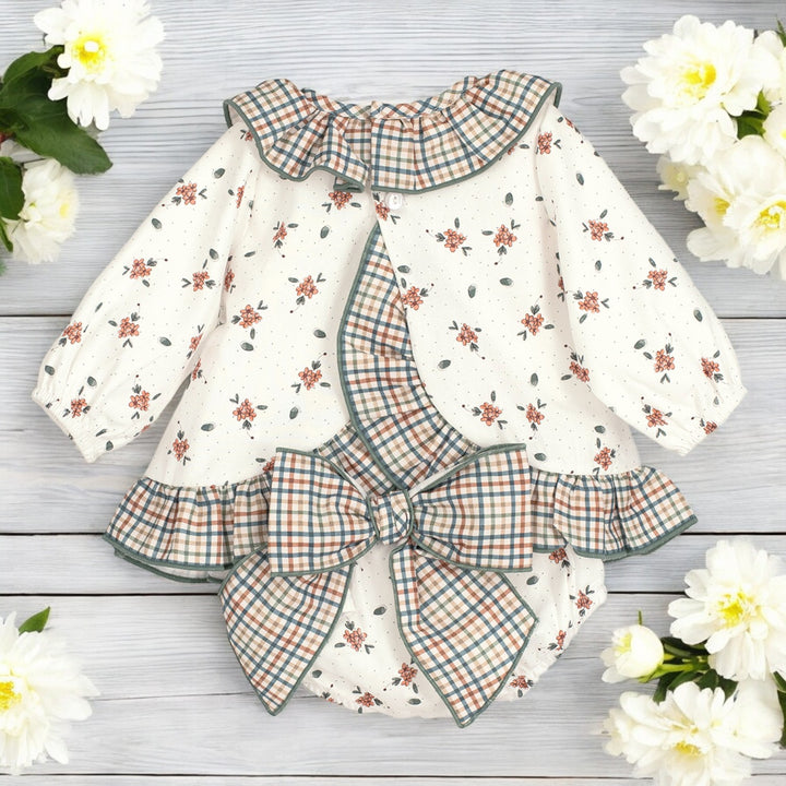 Calamaro White & Terracotta Floral Top & Bloomers Back