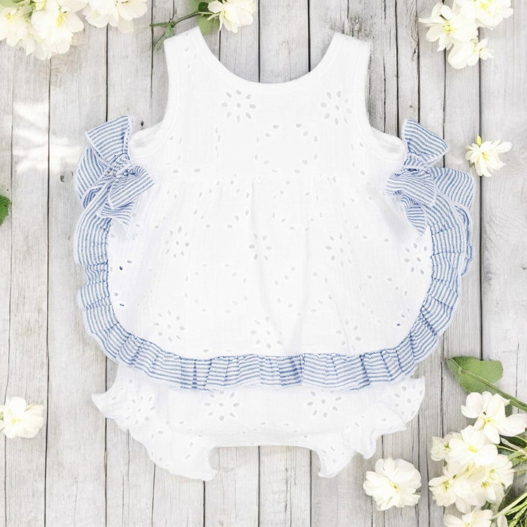 Calamaro White & Blue Top & Bloomers