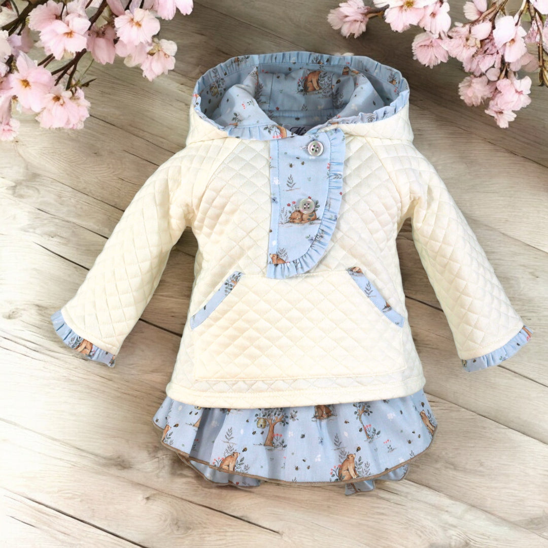 Miranda Cream Quilted Top & Woodland Bear Ruffle Bloomers