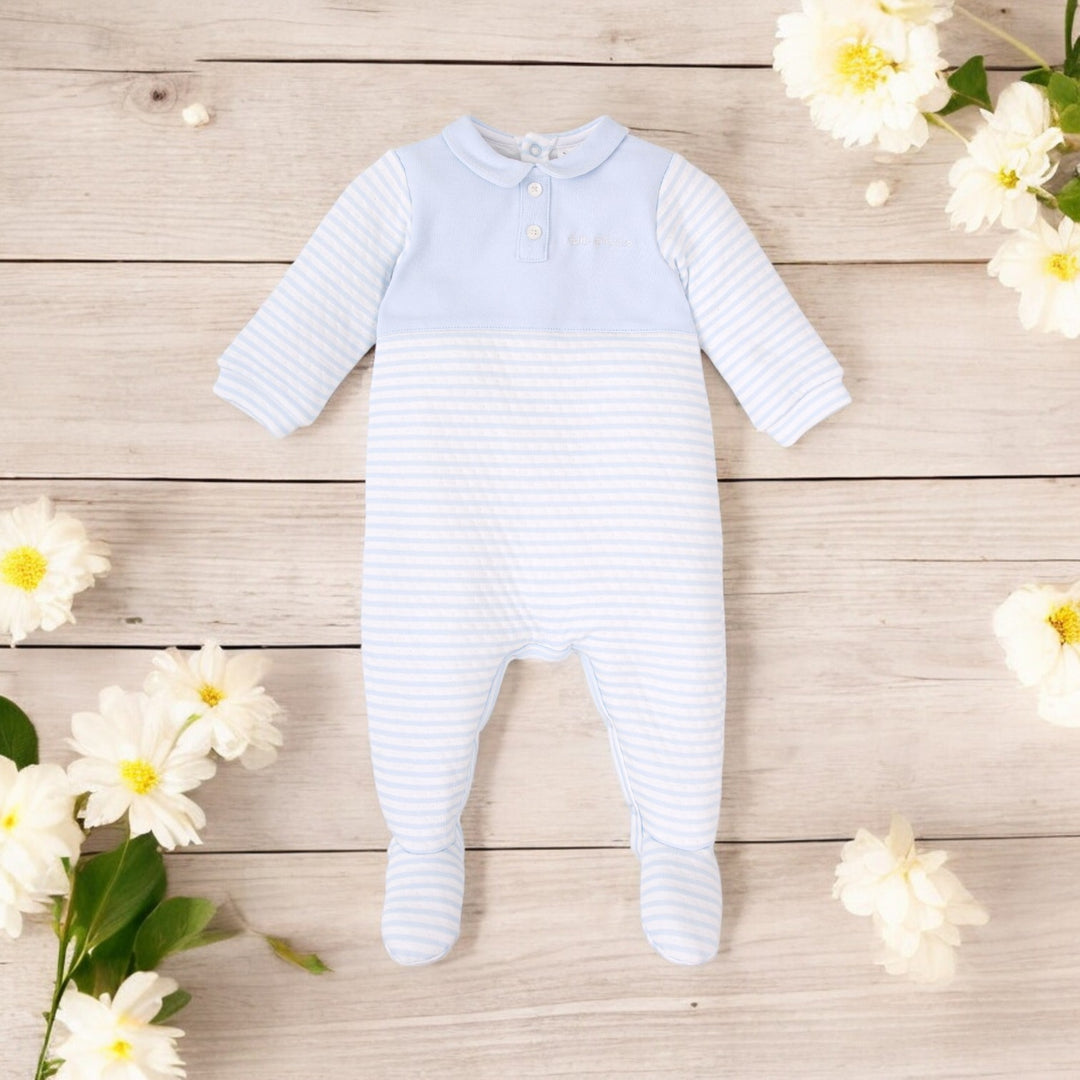 Tutto Piccolo Blue & White Stripe Sleepsuit