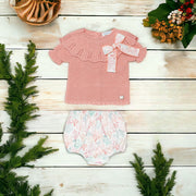 Blush Pink Ruffle Knitted Top & Bloomers