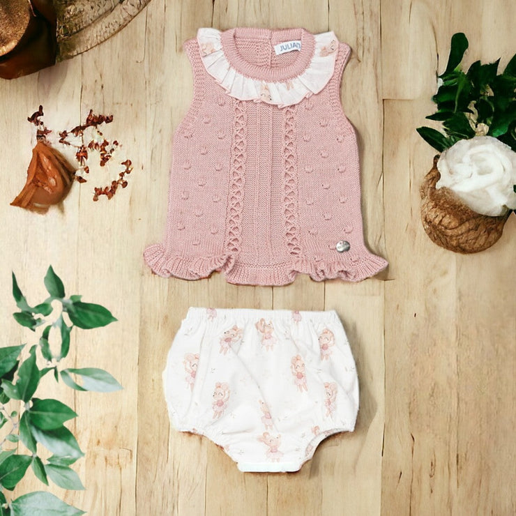 Dusky Pink Knitted Top & Bloomers