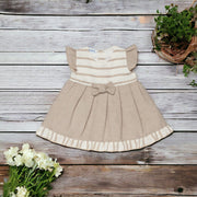 Beige & Cream Stripe Dress