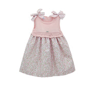 Baby Pink Half Knit Floral Dress