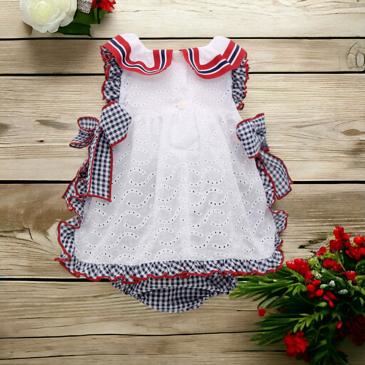 White Broderie Anglaise Dress & Bloomers Back