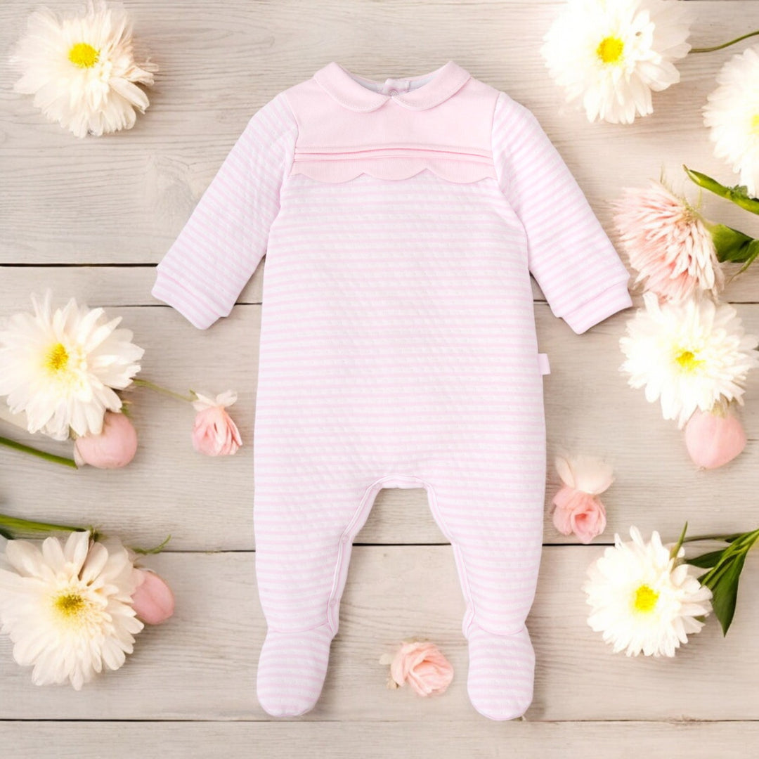 Tutto Piccolo Pink & White Stripe Sleepsuit