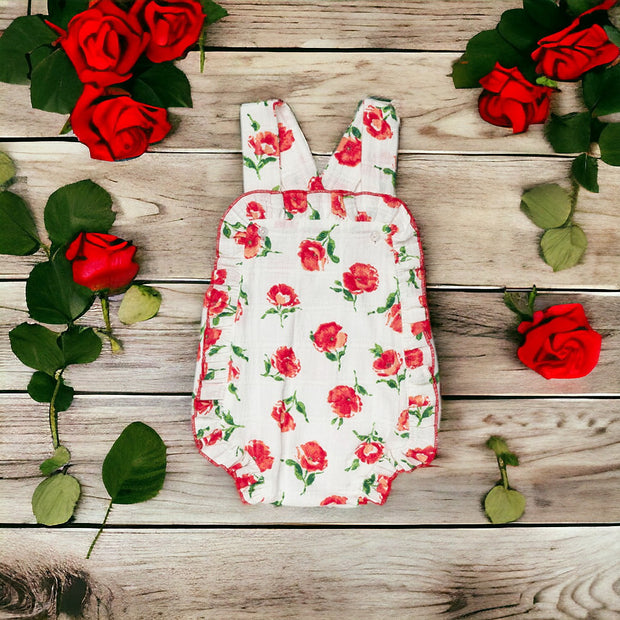 Red floral Ruffle Romper