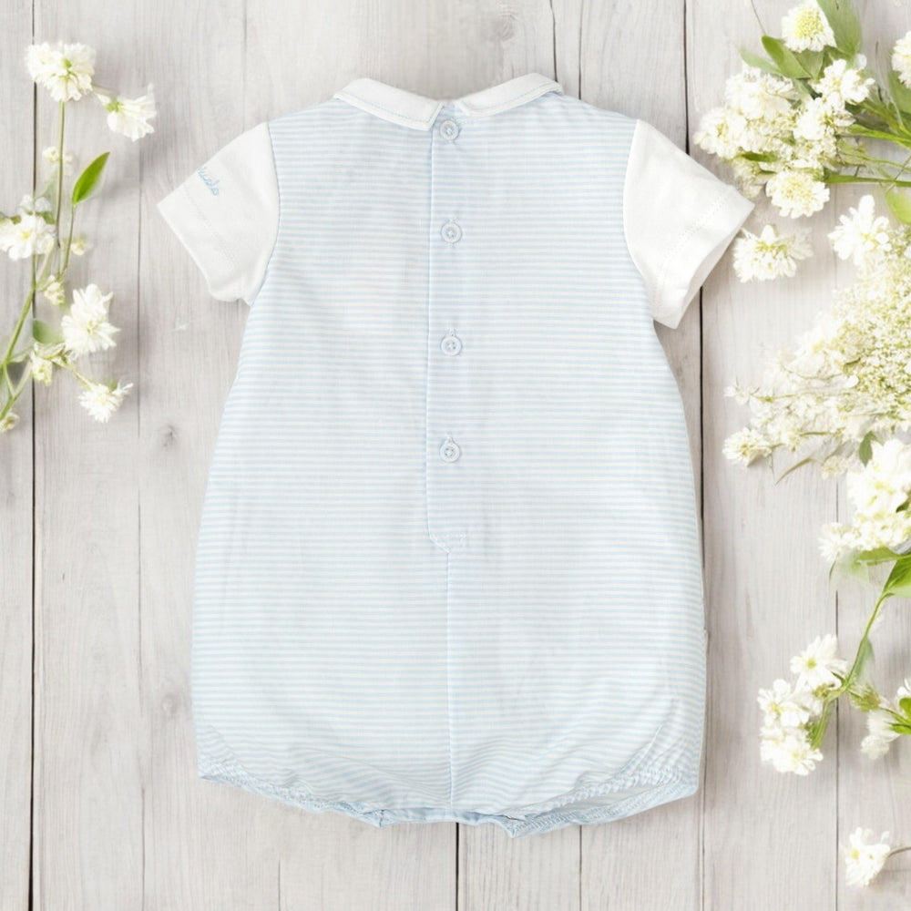 Blue & White Stripe Romper Back