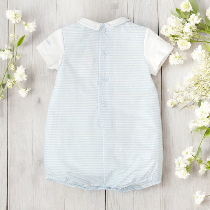 Blue & White Stripe Romper Back