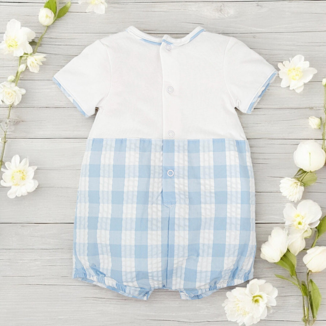 Sky Blue & White Gingham Romper