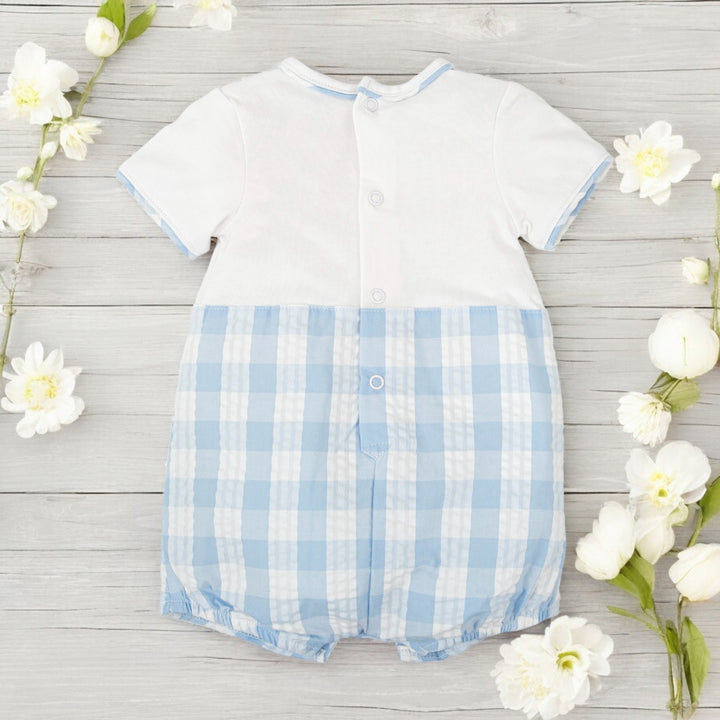 Sky Blue & White Gingham Romper