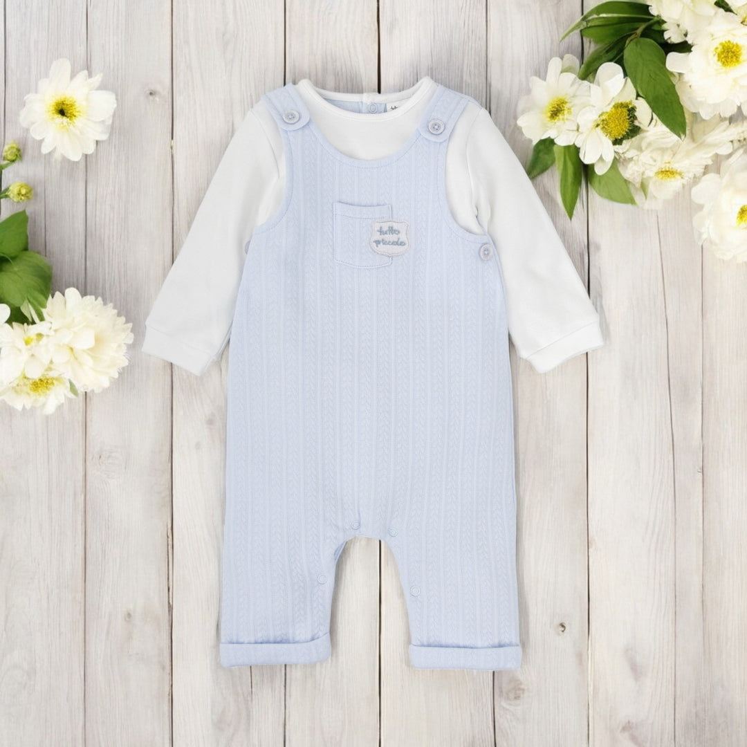 Tutto Piccolo Sky Blue & White Mock Dungaree