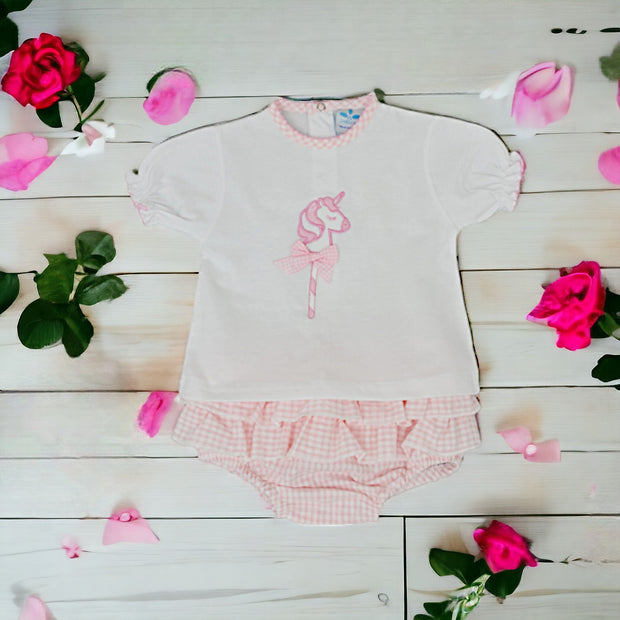White & Pink Unicorn Top & Bloomers
