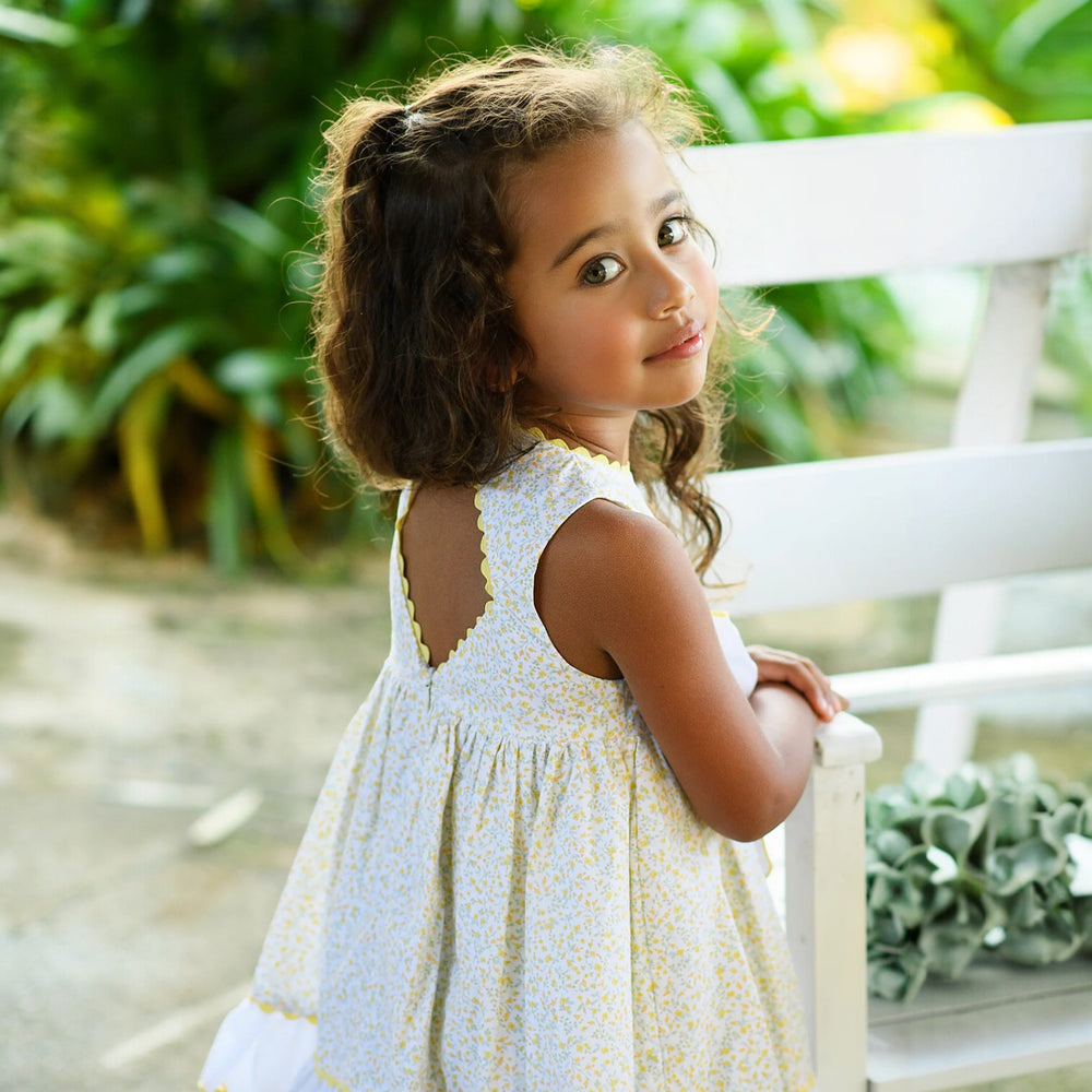 Foque Lemon & White Floral Dress Back