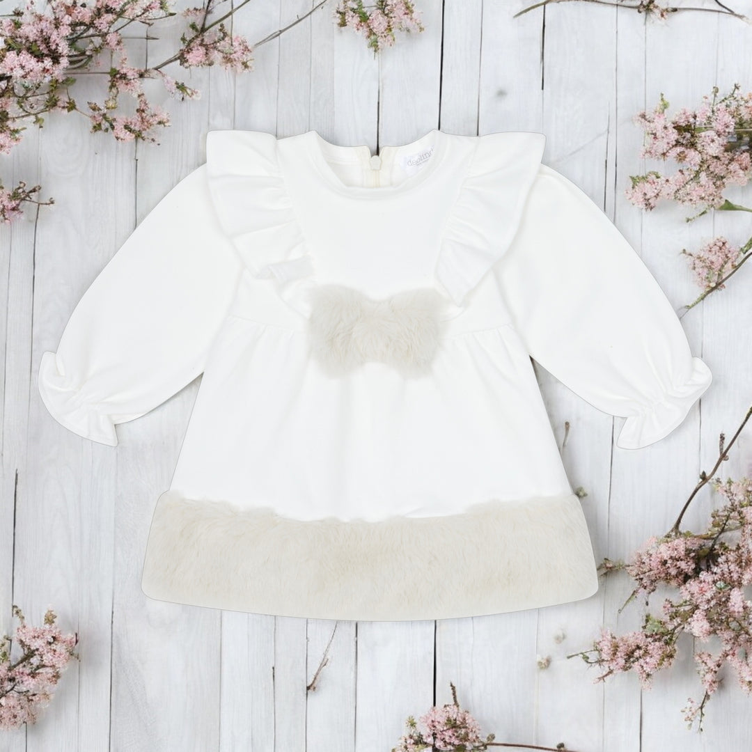 Deolinda Ivory & Faux Fur Dress