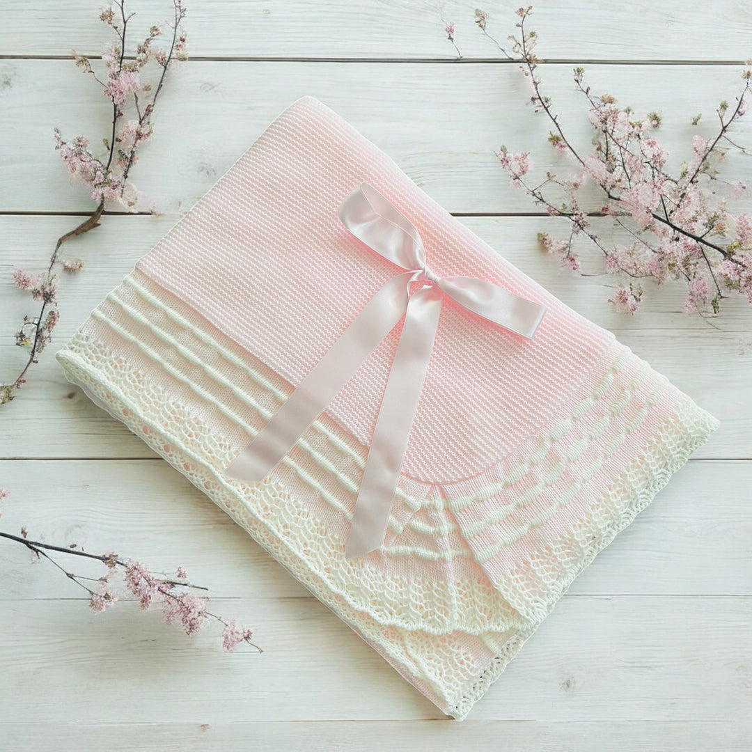 Juliana Pink & Cream Knitted Shawl