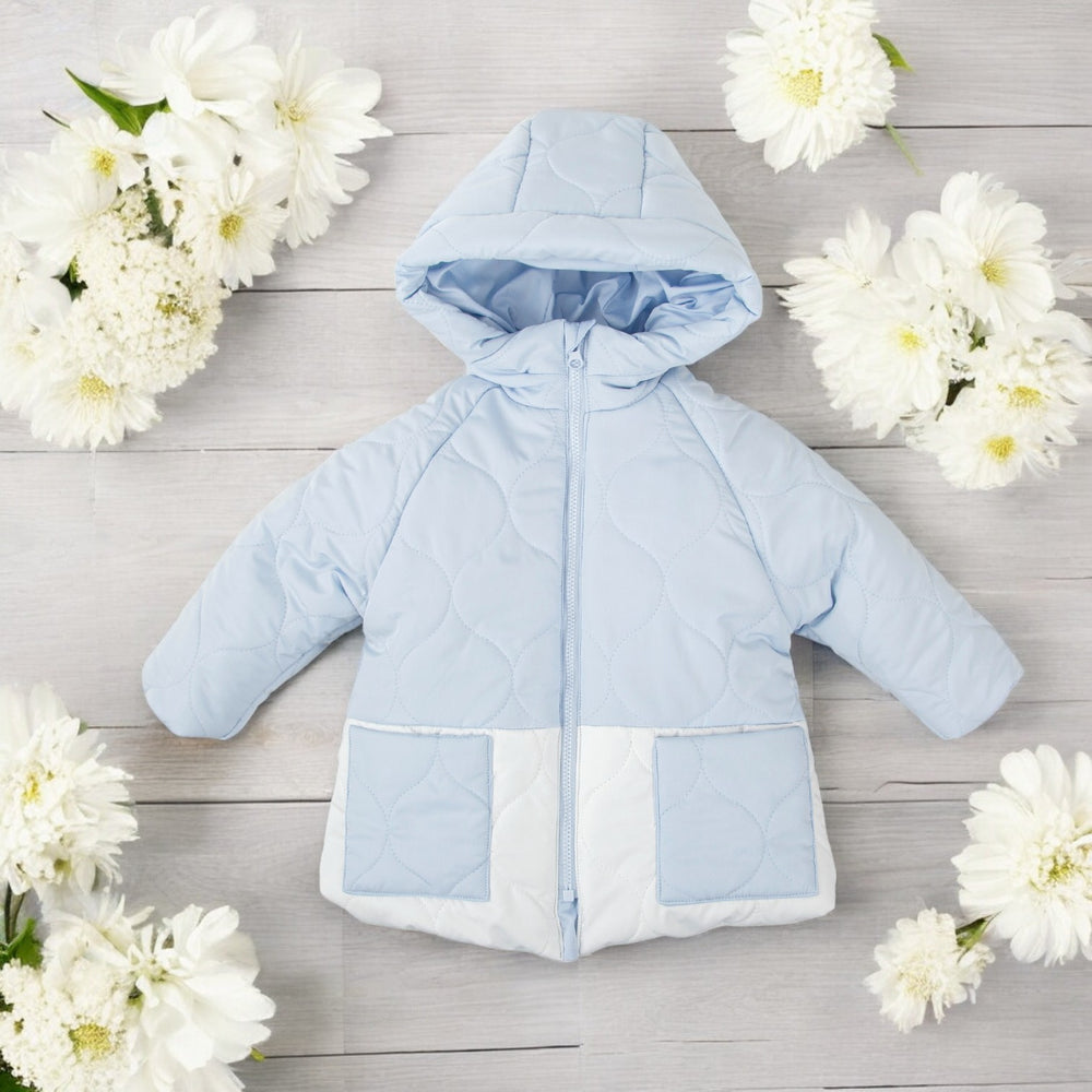 Tutto Piccolo Blue & White Padded Hooded Parka