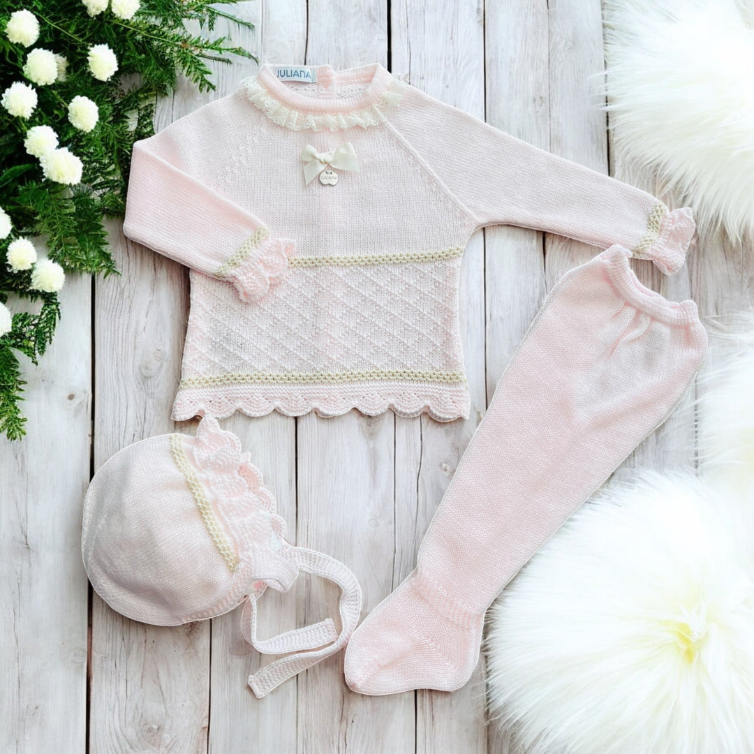 Juliana Pink & Butter Cream Knitted Set