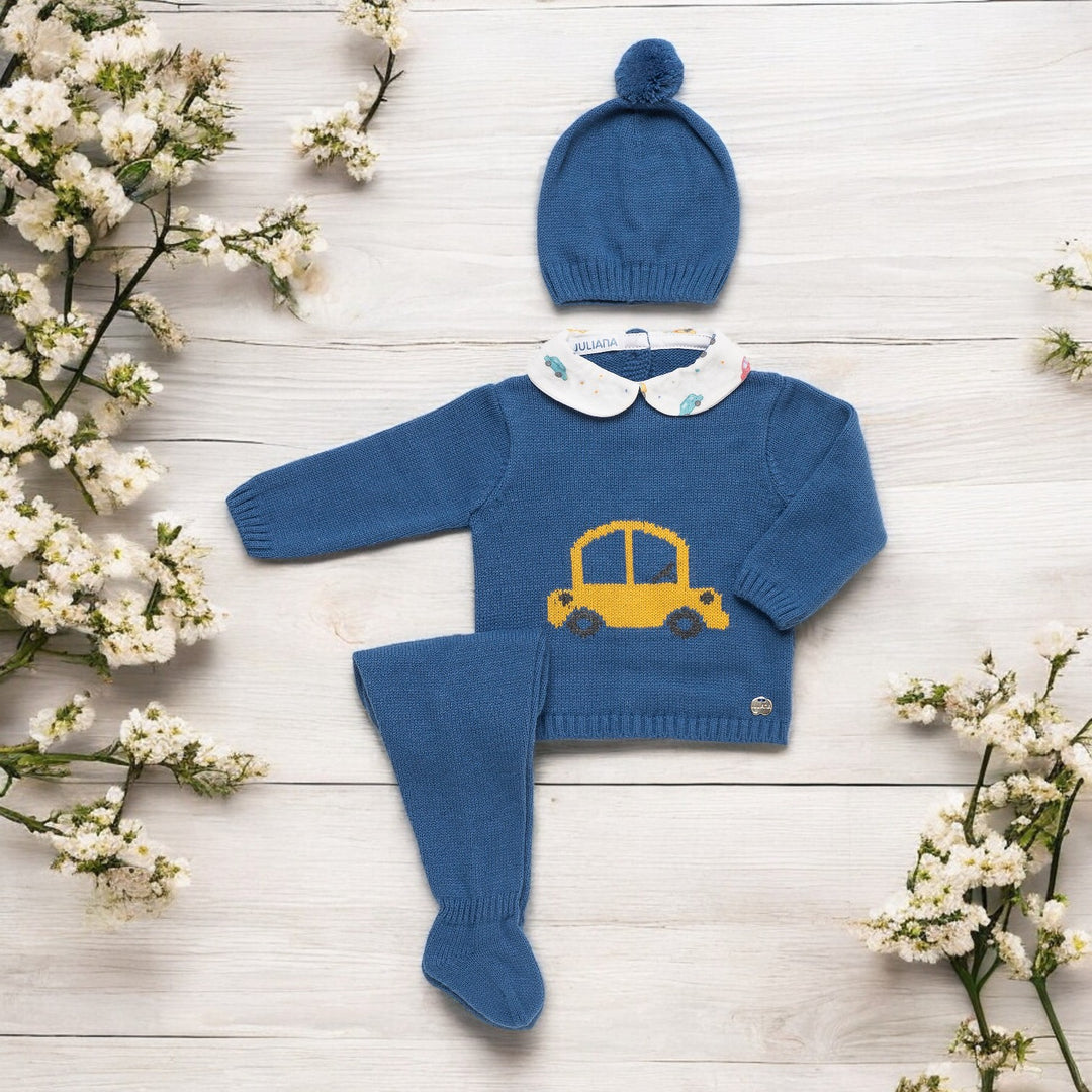 Juliana Blue Knitted 'Car' Knitted Set