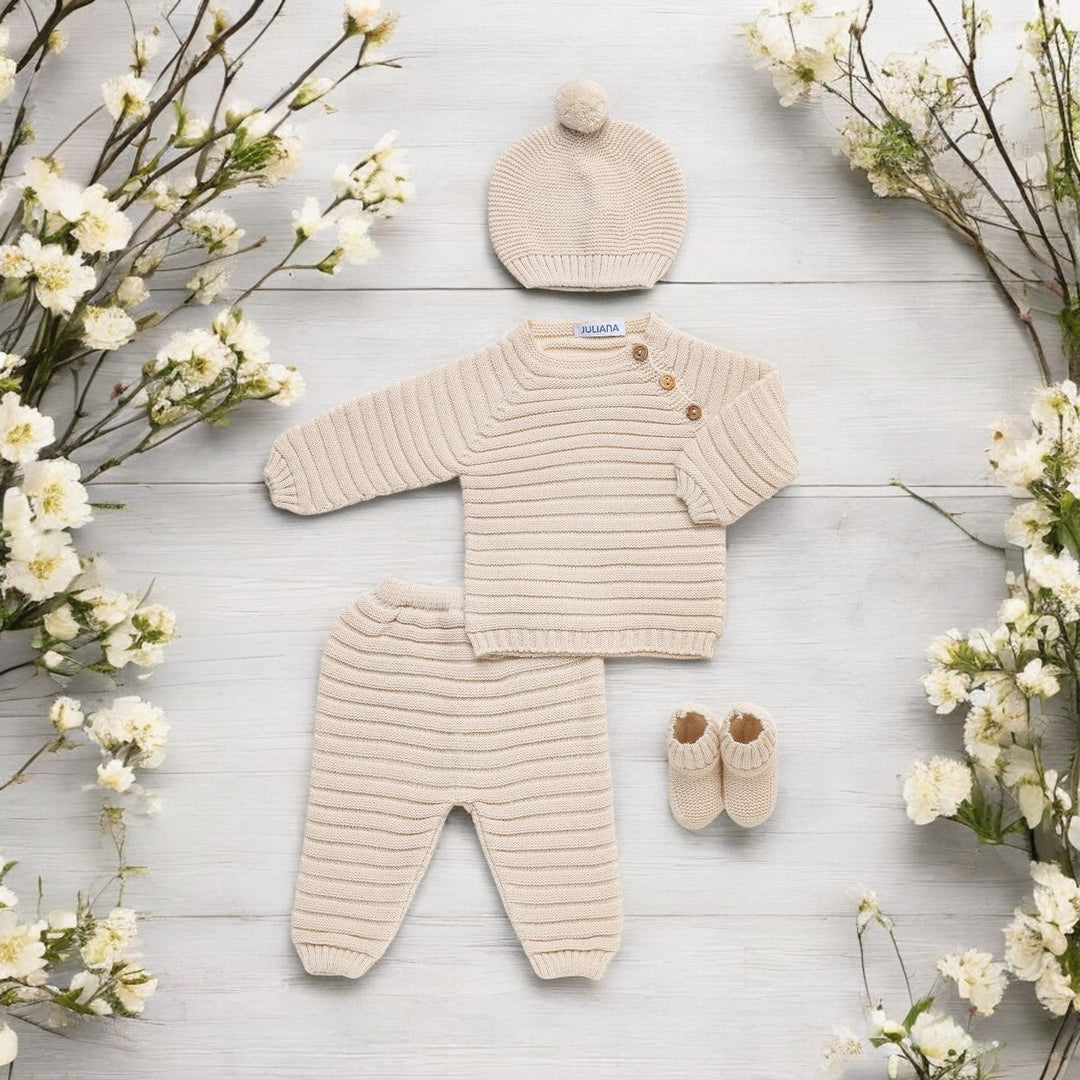 Juliana Butter Cream Chunky Ribbed Knitted Set