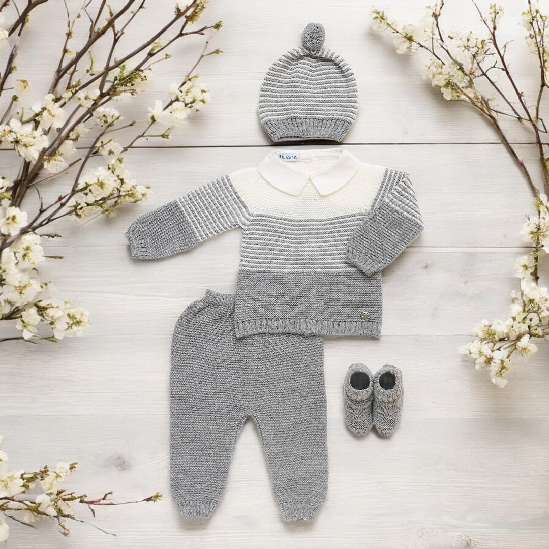 Juliana Grey & Cream Knitted Set