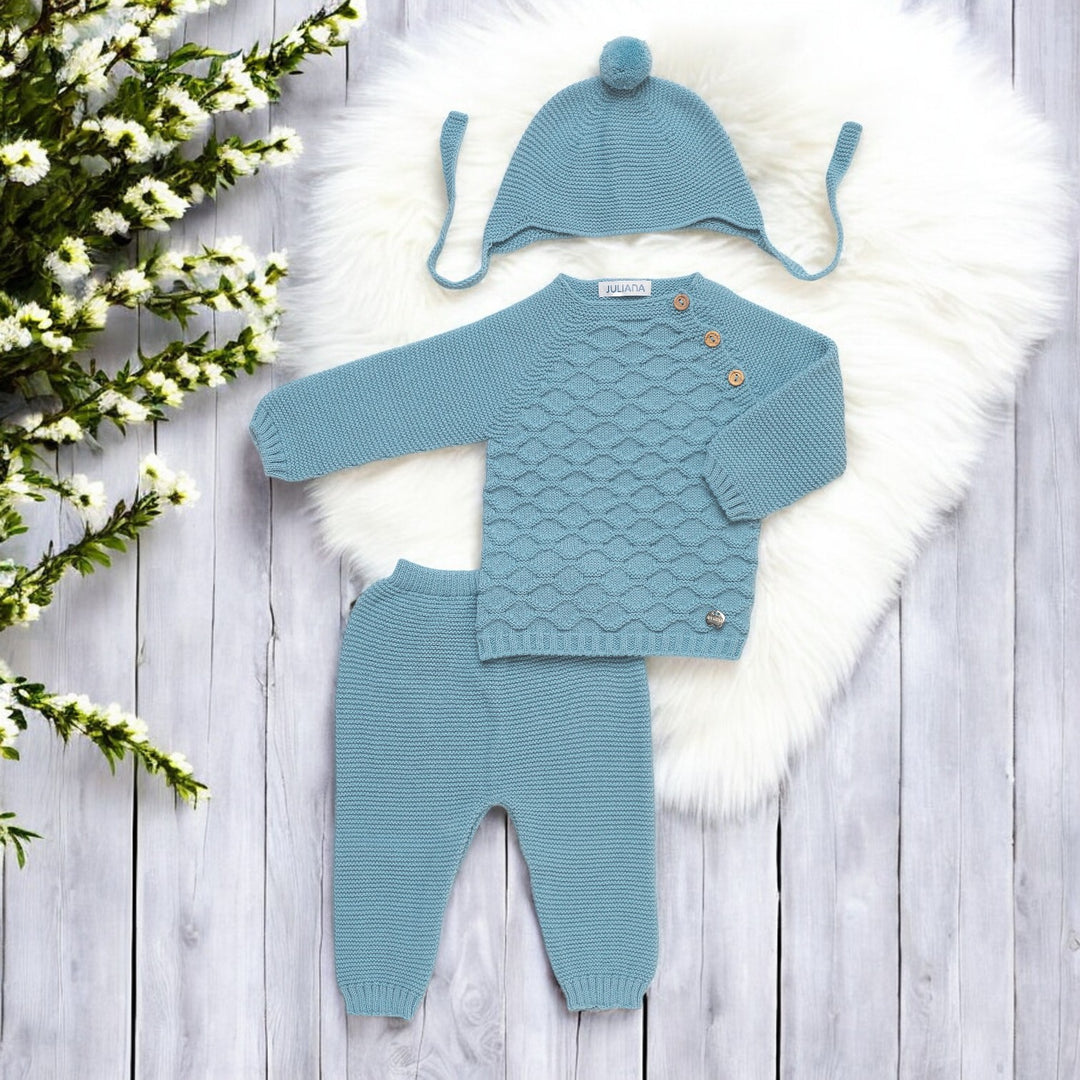 Juliana Cloud Blue Diamond Knitted Set