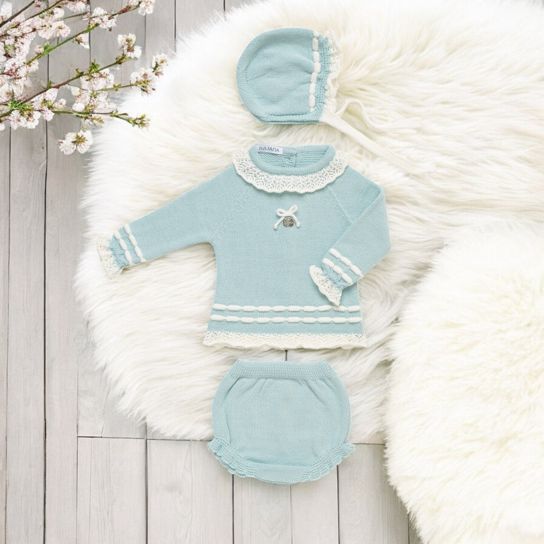 Juliana Green & Cream Knitted Jam Pants Set