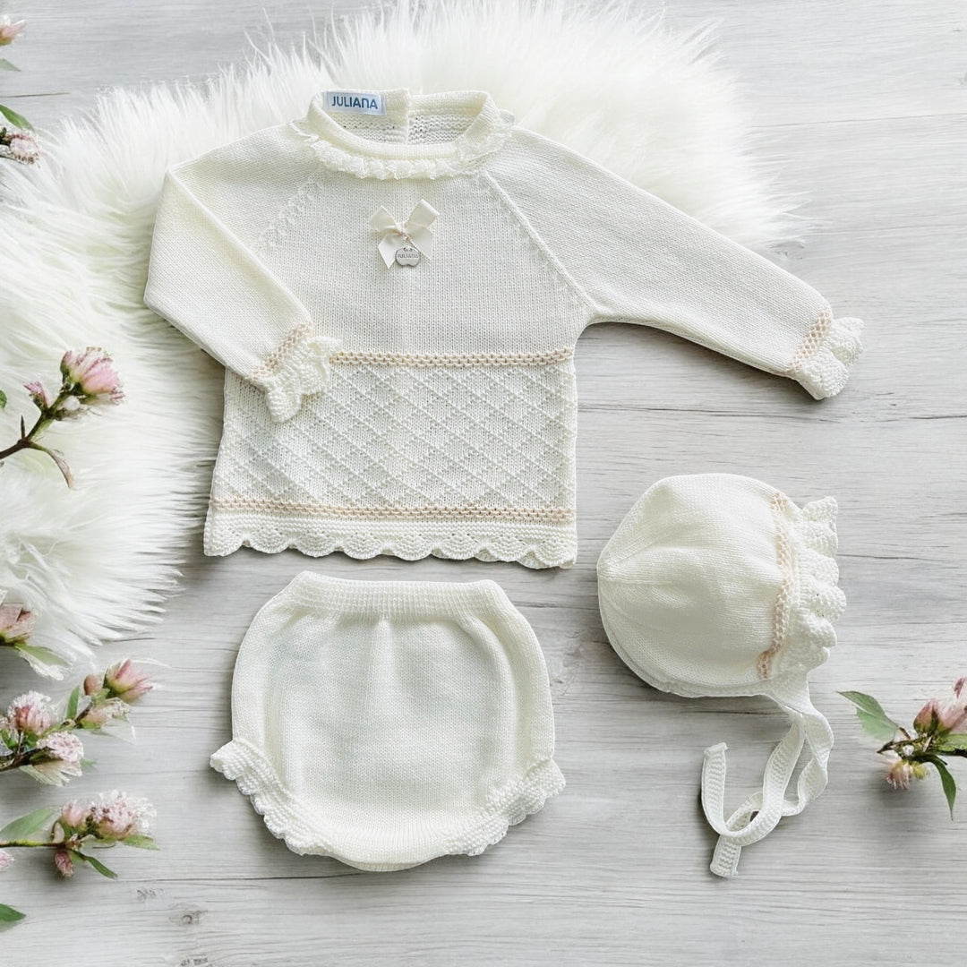 Juliana Cream & Butter Cream Knitted Jam Pant Set