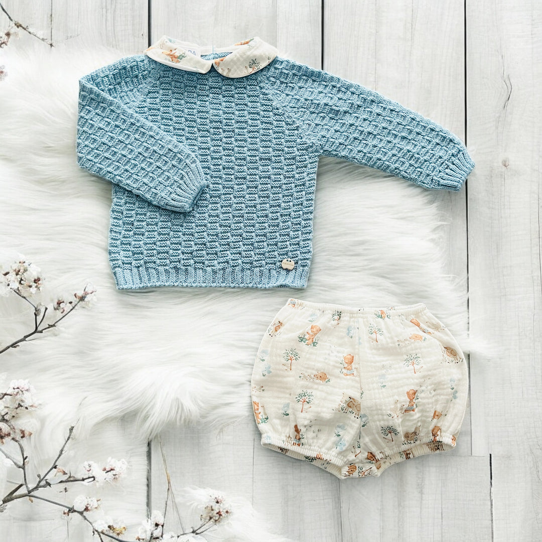 Juliana Cloud Blue Knit Top & Cheesecloth Jam Pants