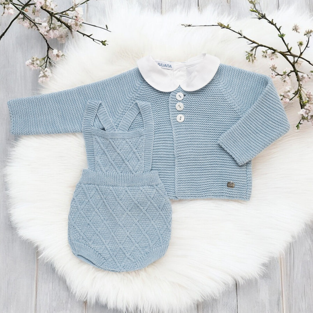 Juliana Azul Blue Diamond Romper & Cardigan Knit Set