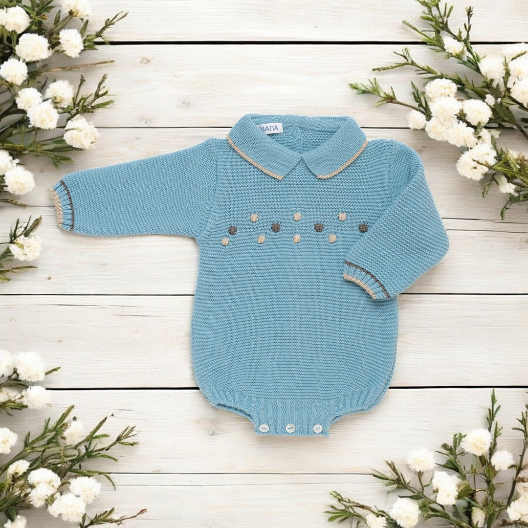 Juliana Cloud Blue & Grey Knitted Romper