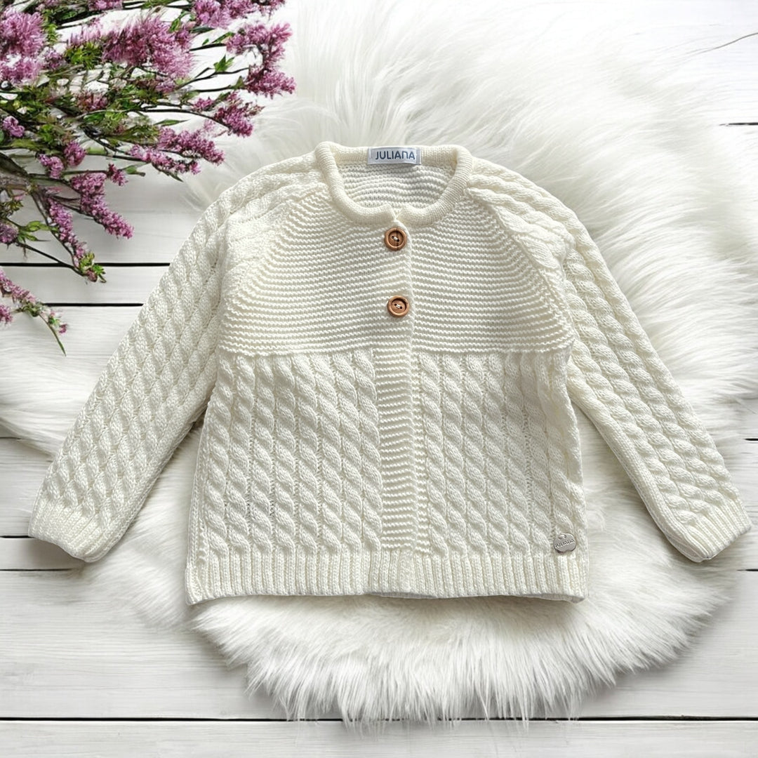 Juliana Cream Knitted Boys Cardigan