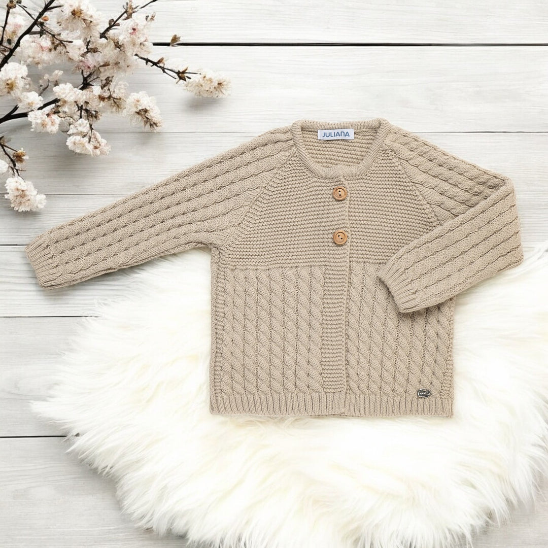 Juliana Beige Knitted Boys Cardigan