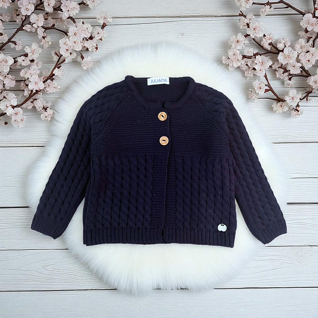 Juliana Navy Knitted Boys Cardigan
